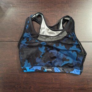GRRRL Blue Camo Mesh Sports Bra